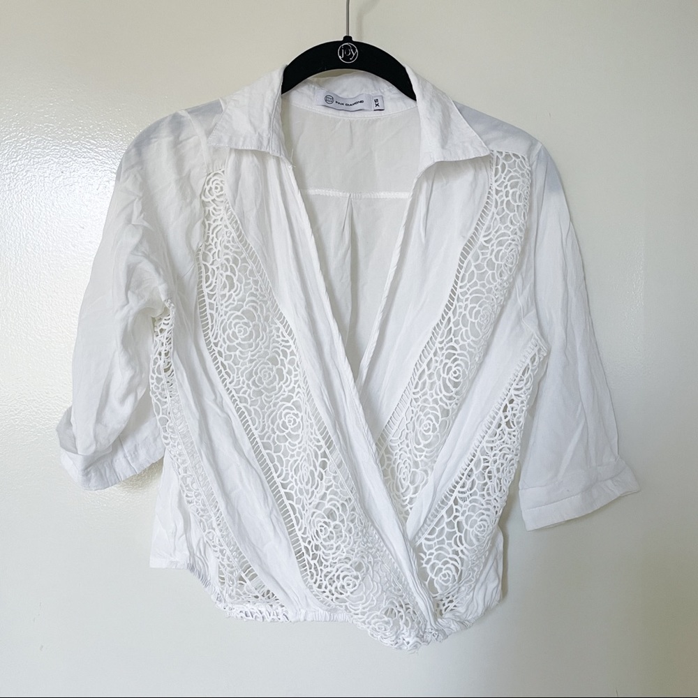 *4 for $20* Collared Wrap Lace Crop Top